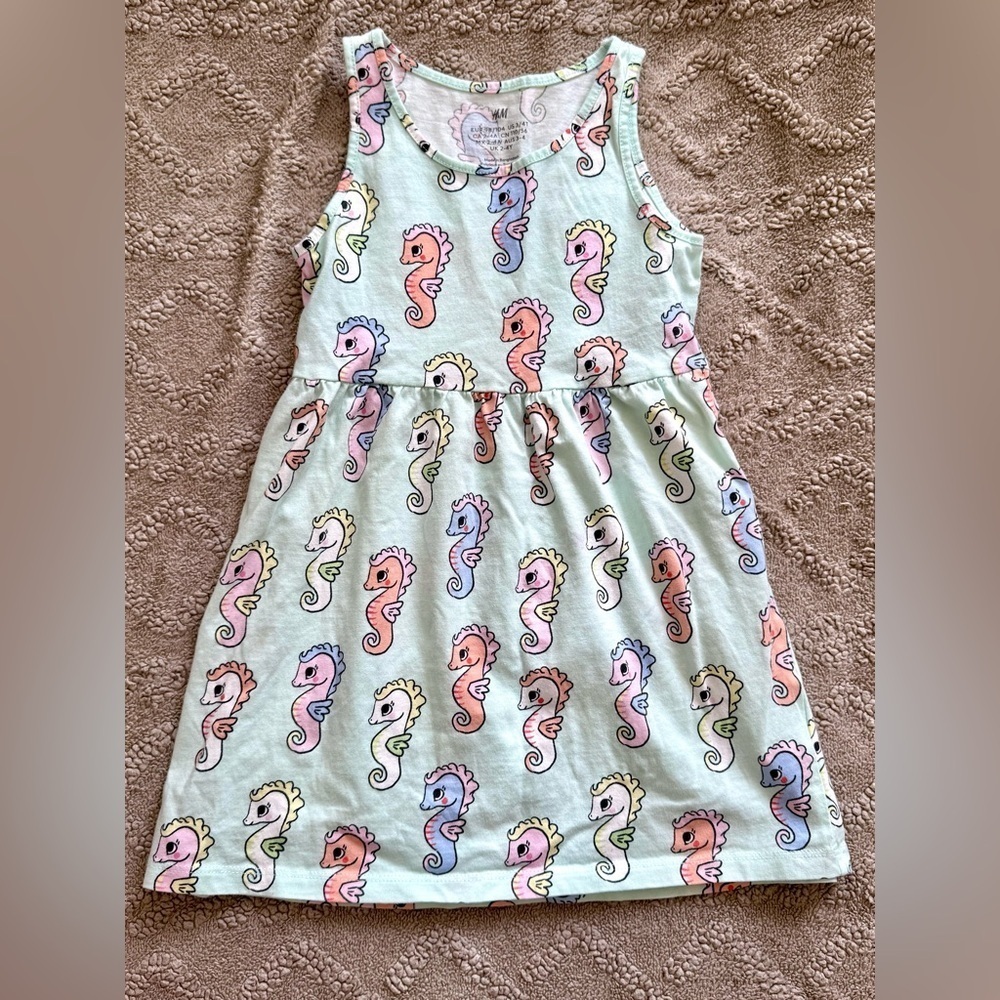 H&M Girls 3/4T Seahorse Print Dress | Sleeveless Play Dress 🐚